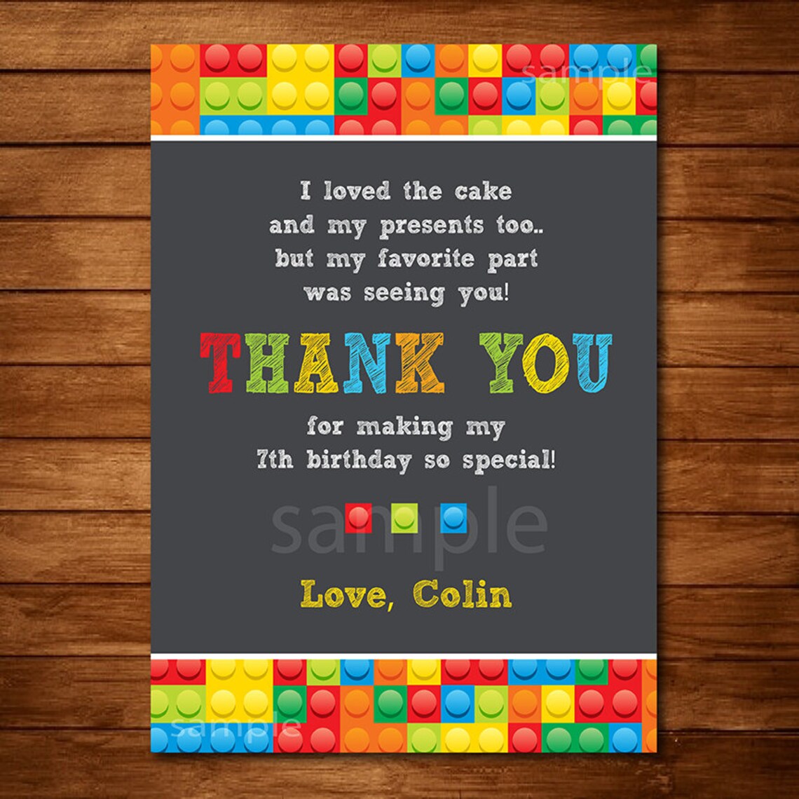 Building Blocks Thank you card. Building Blocks Thank you Etsy