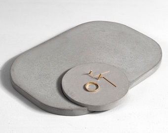 Grey Concrete Gradatio Tray | Rounded | Concrete Tray | Decorative Tray | Beton | Jewelry Holder | Keys tray | Modern | Minimalistic Display