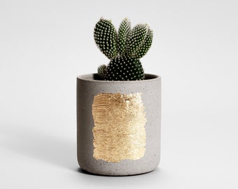 Gold & Gray Concrete plant pot | Medio | baby plant pot | modern concrete | housewarming gift | succulent pot | plant lover | jewelry holder