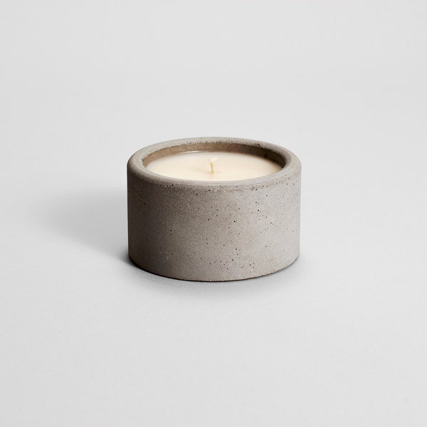 Grey Concrete candle | Parvi | organic coconut soy wax candles concrete vessel | beton | scented candles | eco friendly |reusable container|