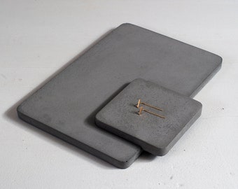Dark Grey Concrete Gradatio Tray | Squared | Concrete Tray | Decorative Tray | Jewelry Holder | Keys tray | Modern | Minimalistic
