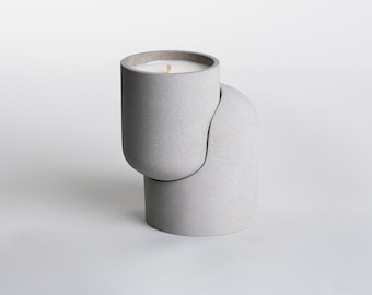DUO gray organic concrete candle | organic essential oils | beton | hand crafted | vegan | reusable container | eco friendly | aromatherapy
