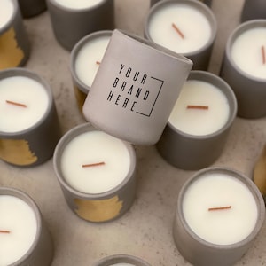 Private Label Candle Grey Concrete | Medio | corporate gift | business gift | custom | branded candle | logo candle | personalized candle