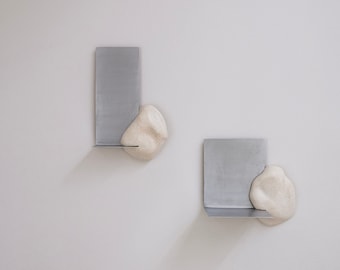 Stainless Steel Shelf | Biomorphic Stainless Steel Shelves | Custom Floating Plaster Shelves| Minimalist steel shelf | Metal floating shelf