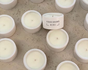 Private Label Candle White Concrete | Parvi | corporate gift | business gift | custom | branded candle | logo candle | personalized candle