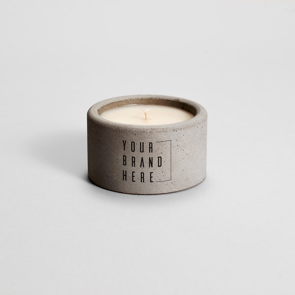 Private Label Candle Gray Concrete | Parvi | corporate gift | business gift |custom |branded candle |logo candle |personalized candle