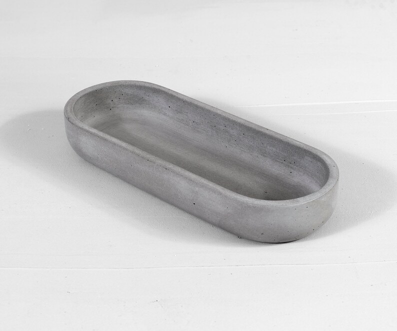 Grey Concrete oblong tray cement tray jewelry dish air Etsy