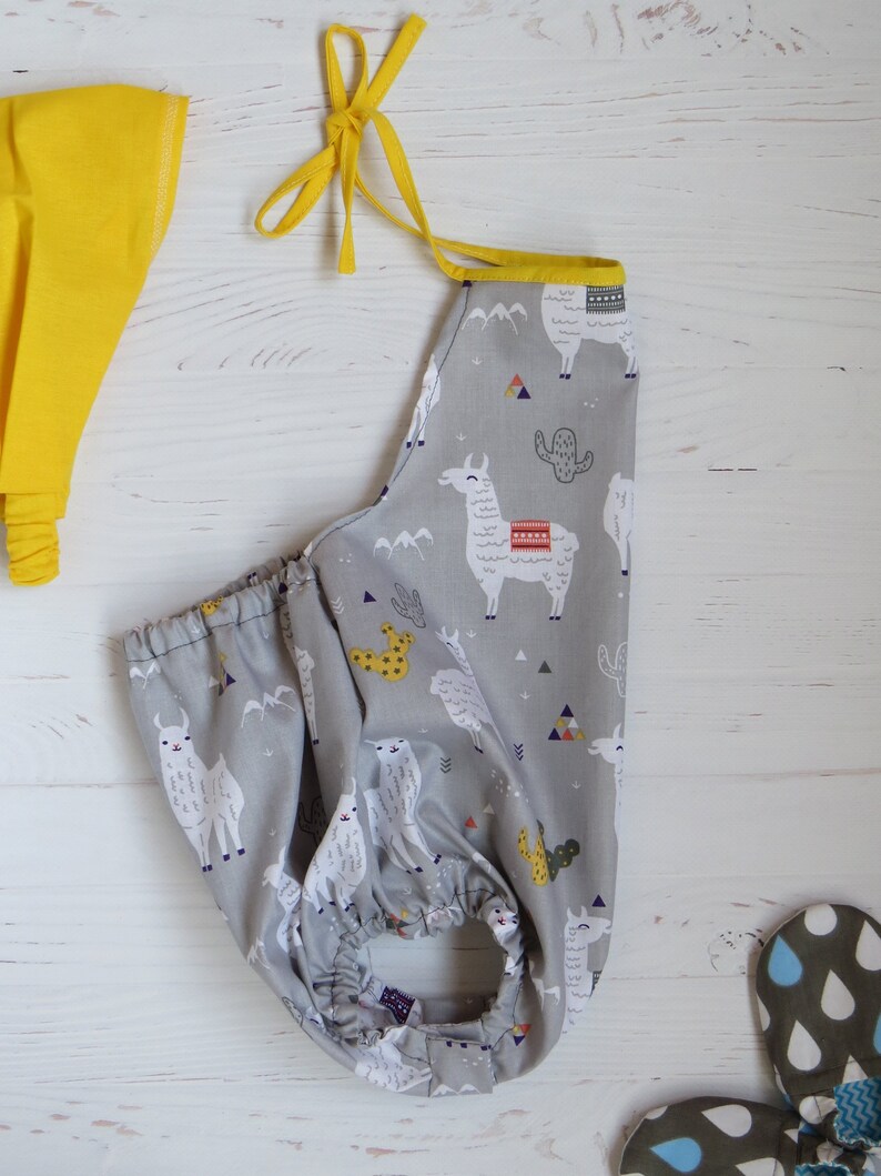 Baby girl alpaca romper 6-9 month Free shipping Cotton summer gray romper Organic baby clothes Llama cotton baby dungarees Baby shower gift