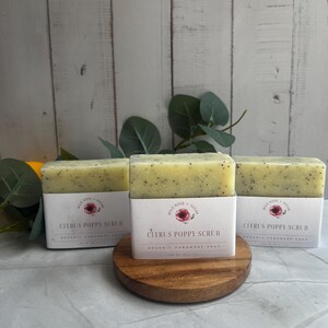 Handmade Citrus Poppy Seed Soap: Organic Exfoliating Vegan Soap Bar