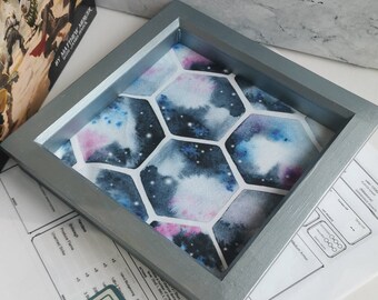 Watercolour Hexagons Dice Tray for Tabletop Gaming, Dungeons and Dragons, Pathfinders, Roleplaying Games, Trinket Tray,