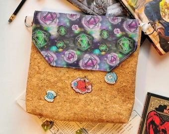 Galaxy D20 Dice Tray Bag, Ita bag for Tabletop Gaming, Dungeons and Dragons, DnD, Pathfinder, Roleplaying Games, Pin Badge Display, Dice bag