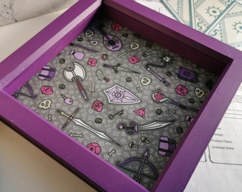 Purple Weapons Dice Tray for Tabletop Gaming, Dungeons and Dragons, DnD, Pathfinders, Roleplaying Games, Trinket Tray,