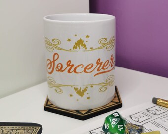 Sorcerer Class Print Mug For Dungeons and Dragons, RPGs, Gaming, Tabletop, Multicoloured Mug, DnD Mug, Stocking Filler, DnD gift, D&D Class
