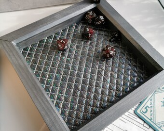 Black Holographic Pleather Dice Tray for Tabletop Gaming, Dungeons and Dragons, DnD, Pathfinders, Roleplaying Games, Anime, DnD Accessories