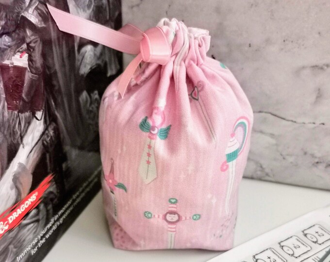 Cute Swords and Weapons Pink Dice Bag / Bag of Holding dungeons and
