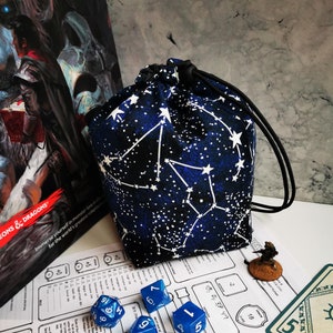 Glow in the Dark Stars 3 Sizes Dice Bag / Bag of Holding - For Dungeons and Dragons, Tabletop Games, RPG, DnD, Pathfinder, Tokens, Meeples