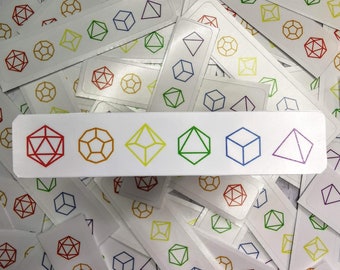 Rainbow Polyhedral Dice Sticker for Dungeons and Dragons, RPG, Pathfinder, DnD sticker, Gift, Class dnd gift, Vinyl Sticker, D20 sticker