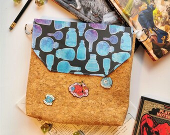 Blue Potions Dice Tray Bag, Ita bag for Tabletop Gaming, Dungeons and Dragons, DnD, Pathfinder, Roleplaying Games, Pin Display, Dice bag