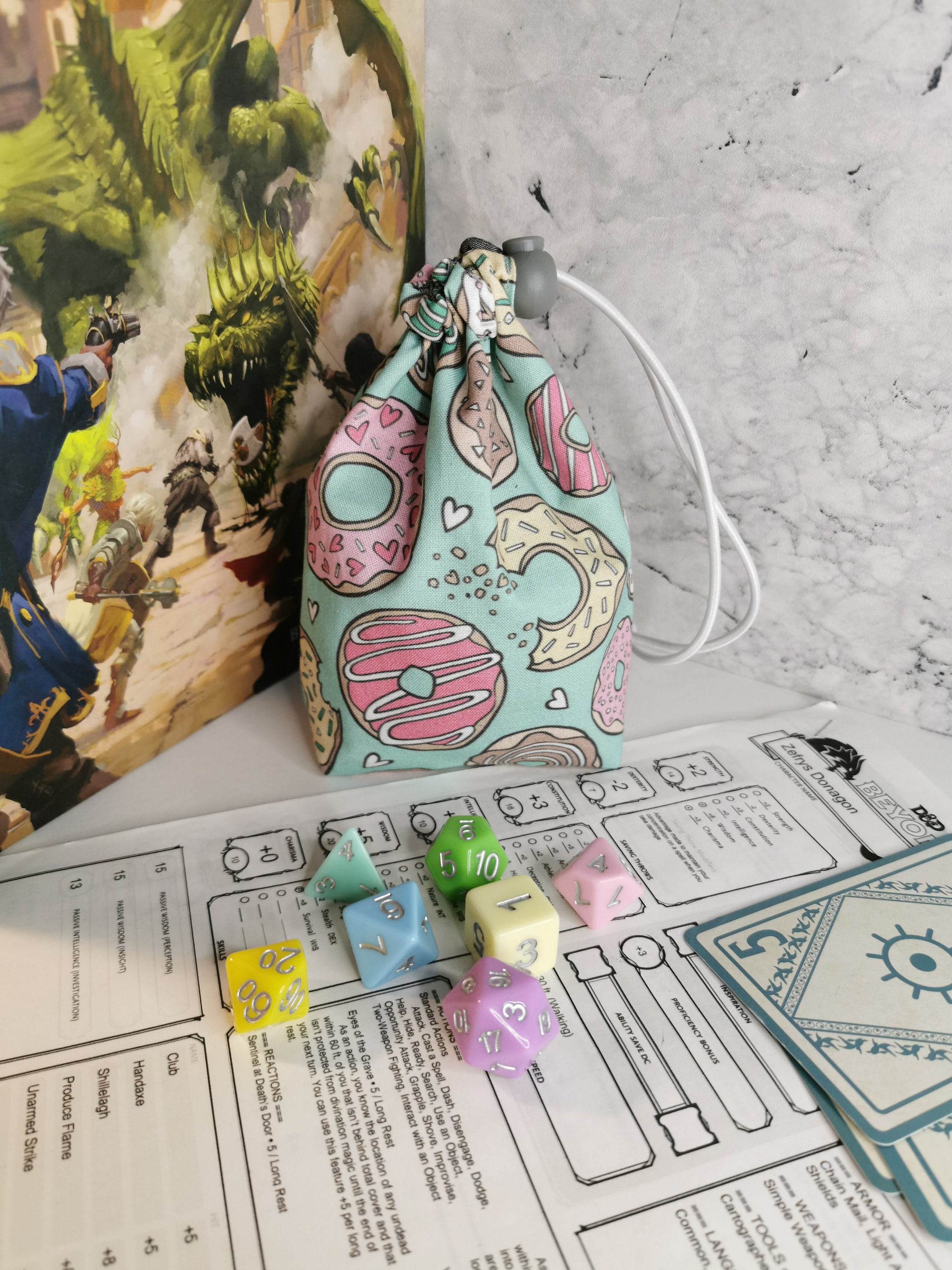 Handmade Cute Occult Dice Bag for Dungeons and Dragons Dice 