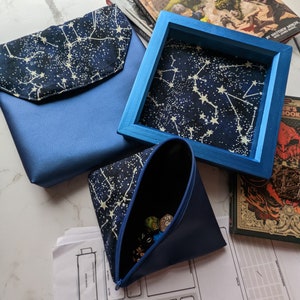 Glow in the Dark Constellations Bundle Dice Tray, Dungeons and Dragons, Pleather, Cork, Dice Bag, Roleplaying and Tabletop Games, Master image 4