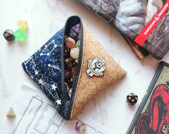 Cute Dice ITA Zip Dice Bag - Dice Tray Bag Dungeons and Dragons Pleather Cork Dice Bag Bundle Roleplaying and Tabletop Games Coin Purse