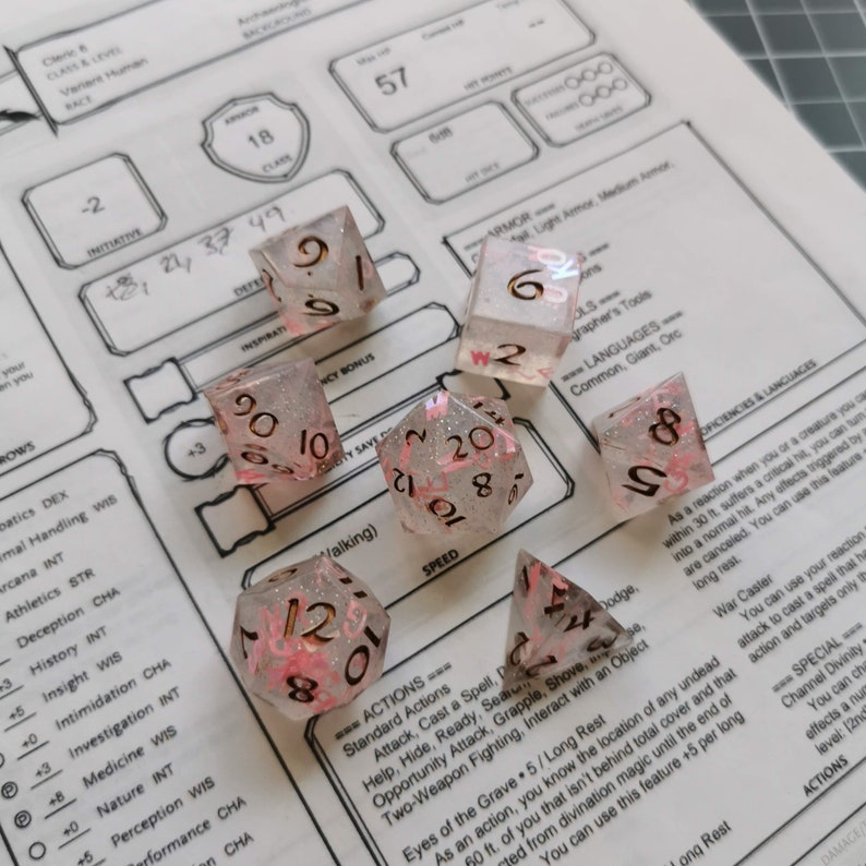 Peach Alphabet and Copper Sharp Edge Dice Set,for RPGs Dungeons and Dragons Pathfinder D/&D Roleplaying