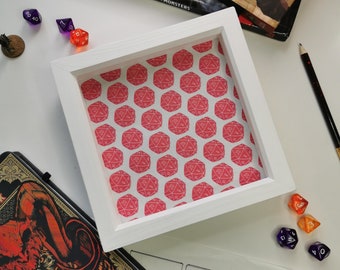 Bright Pink Cute D20  Dice Tray for Tabletop Gaming, Dungeons and Dragons, DnD, Pathfinders, Roleplaying Games, Wooden Dice Tray