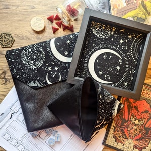 Glow in the Dark Moons Bundle - Dice Tray Bag, Dungeons and Dragons, Pleather, Cork, Bundle, Roleplaying and Tabletop Games, Dungeon Master