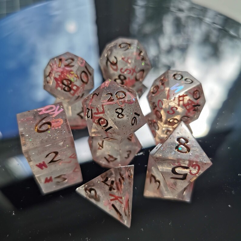 Peach Alphabet and Copper Sharp Edge Dice Set,for RPGs Dungeons and Dragons Pathfinder D/&D Roleplaying