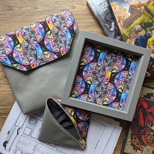 Rainbow Stained Glass Bundle - Dice Tray, Dungeons and Dragons, Pleather, Cork, Wednesday, Dice Bag, Roleplaying and Tabletop Games, Master