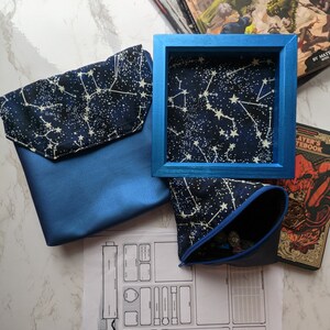 Glow in the Dark Constellations Bundle Dice Tray, Dungeons and Dragons, Pleather, Cork, Dice Bag, Roleplaying and Tabletop Games, Master image 3