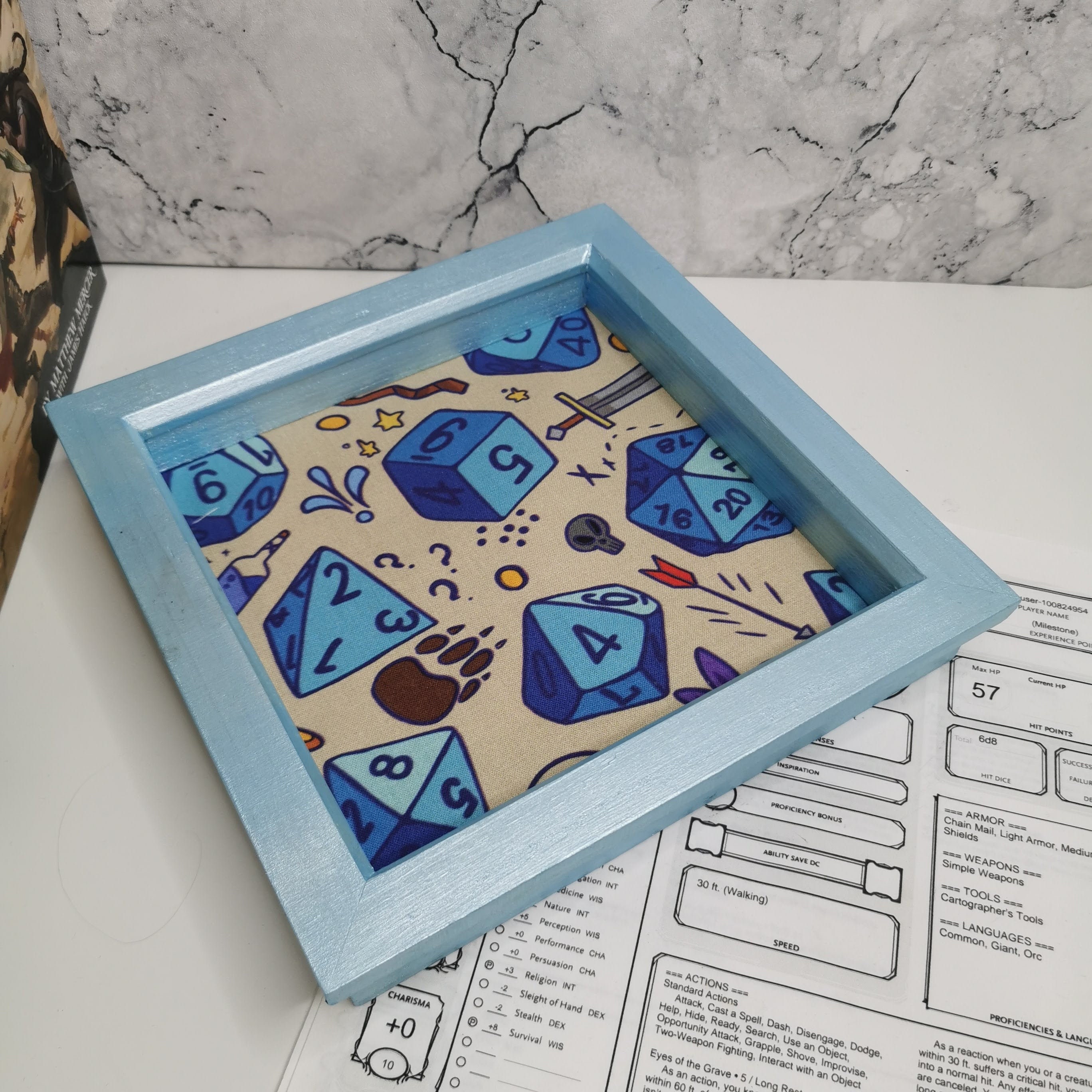 Large Blue Dice Pattern Dice Tray for Tabletop Gaming Etsy