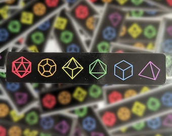 Rainbow Polyhedral Dice Sticker for Dungeons and Dragons, RPG, Pathfinder, DnD sticker, Gift, Class dnd gift, Vinyl Sticker, D20 sticker