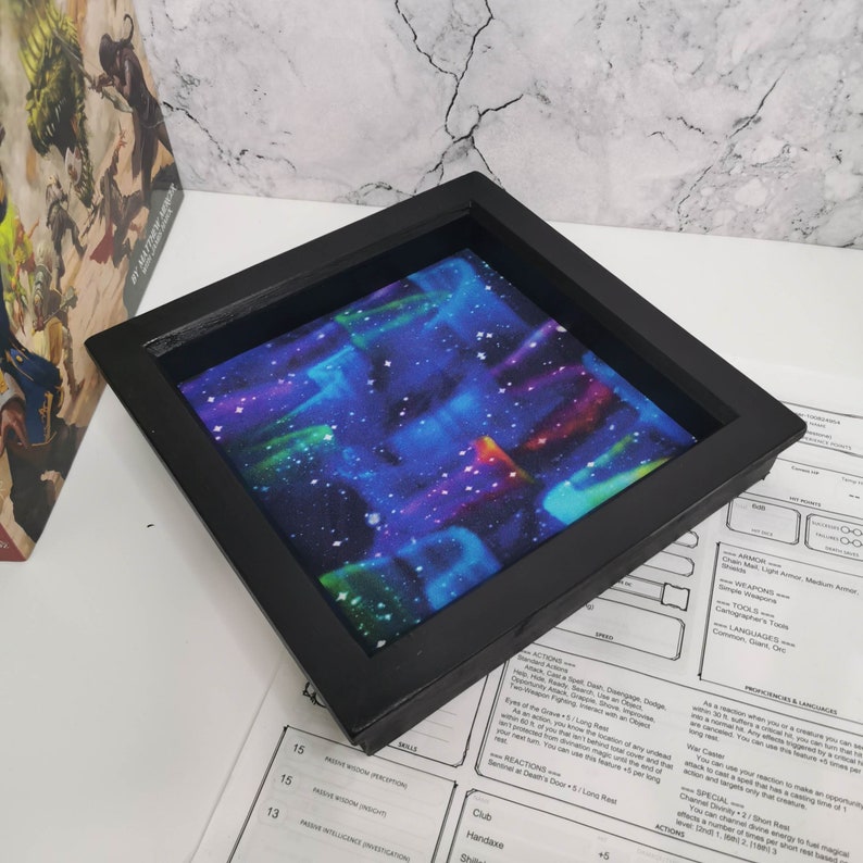 Northern Lights Aurora Borealis Dice Tray for Tabletop Gaming, Dungeons and Dragons, Pathfinder, Roleplaying, Trinket Tray, image 6