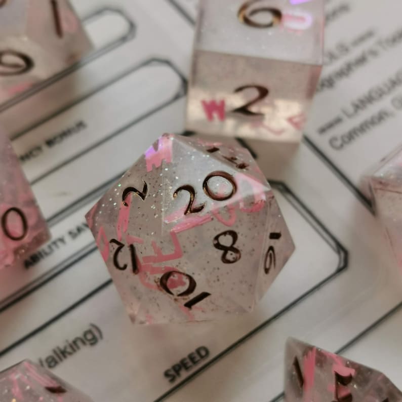 Peach Alphabet and Copper Sharp Edge Dice Set,for RPGs Dungeons and Dragons Pathfinder D/&D Roleplaying