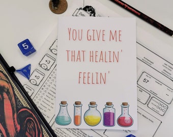 Healing Feeling DnD Valentines Card, Dungeons and Dragons, Tabletop Gamers, Nerdy Valentines Gift, Anniversary Card, Funny, Healing Potion