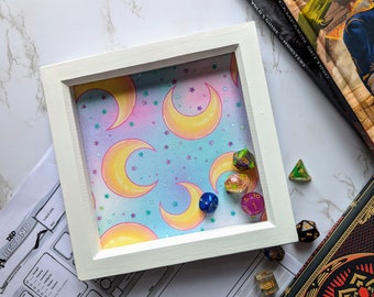 Cute Pastel Moons Dice Tray for Tabletop Gaming, Dungeons and Dragons, Pathfinders, Roleplaying Games, Trinket Tray,