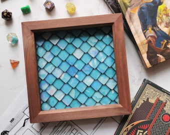 Blue Dragon Scales Dice Tray for Tabletop Gaming, Dungeons and Dragons, DnD, Pathfinders, Roleplaying Games, Trinket Tray,