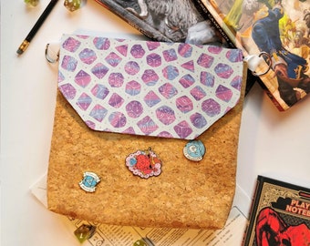 Galaxy Dice Tray Bag, Ita bag for Tabletop Gaming, Dungeons and Dragons, DnD, Pathfinder, Roleplaying Games, Pin Badge Display, Dice bag