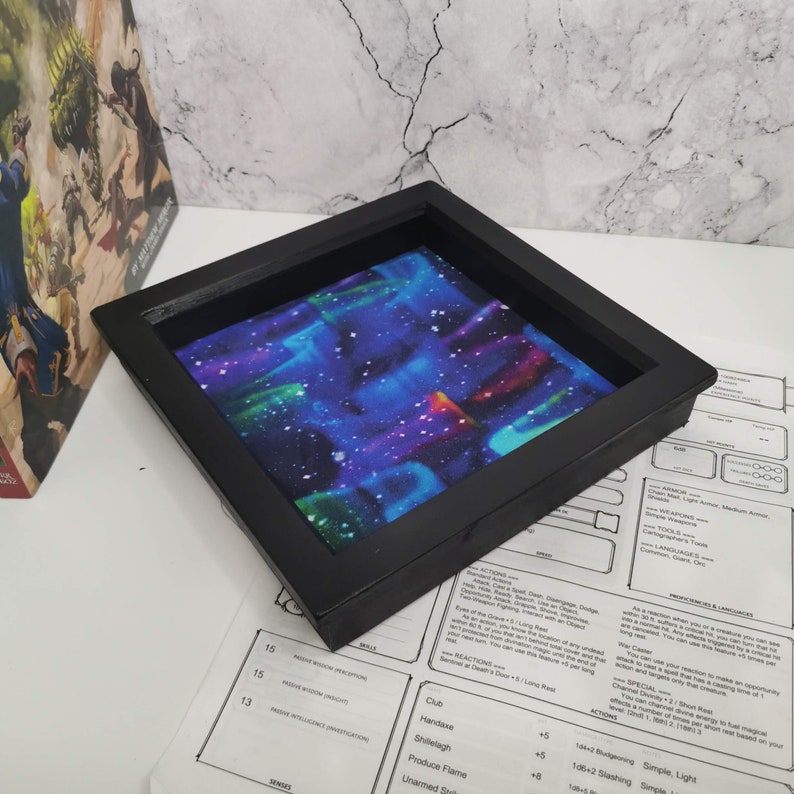 Northern Lights Aurora Borealis Dice Tray for Tabletop Gaming, Dungeons and Dragons, Pathfinder, Roleplaying, Trinket Tray, image 1