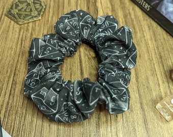 Dice Scrunchie for Dungeons and Dragons, Dice, D20, Polyhedral Dice, Retro 90s Scrunchie, 90s Fashion, Cute, RPG, DnD, D&D, Pathfinder