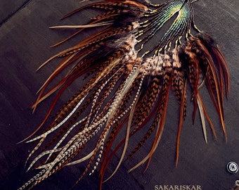 Sakariskar - Firebird - Long seed beads and feathers fringe earrings