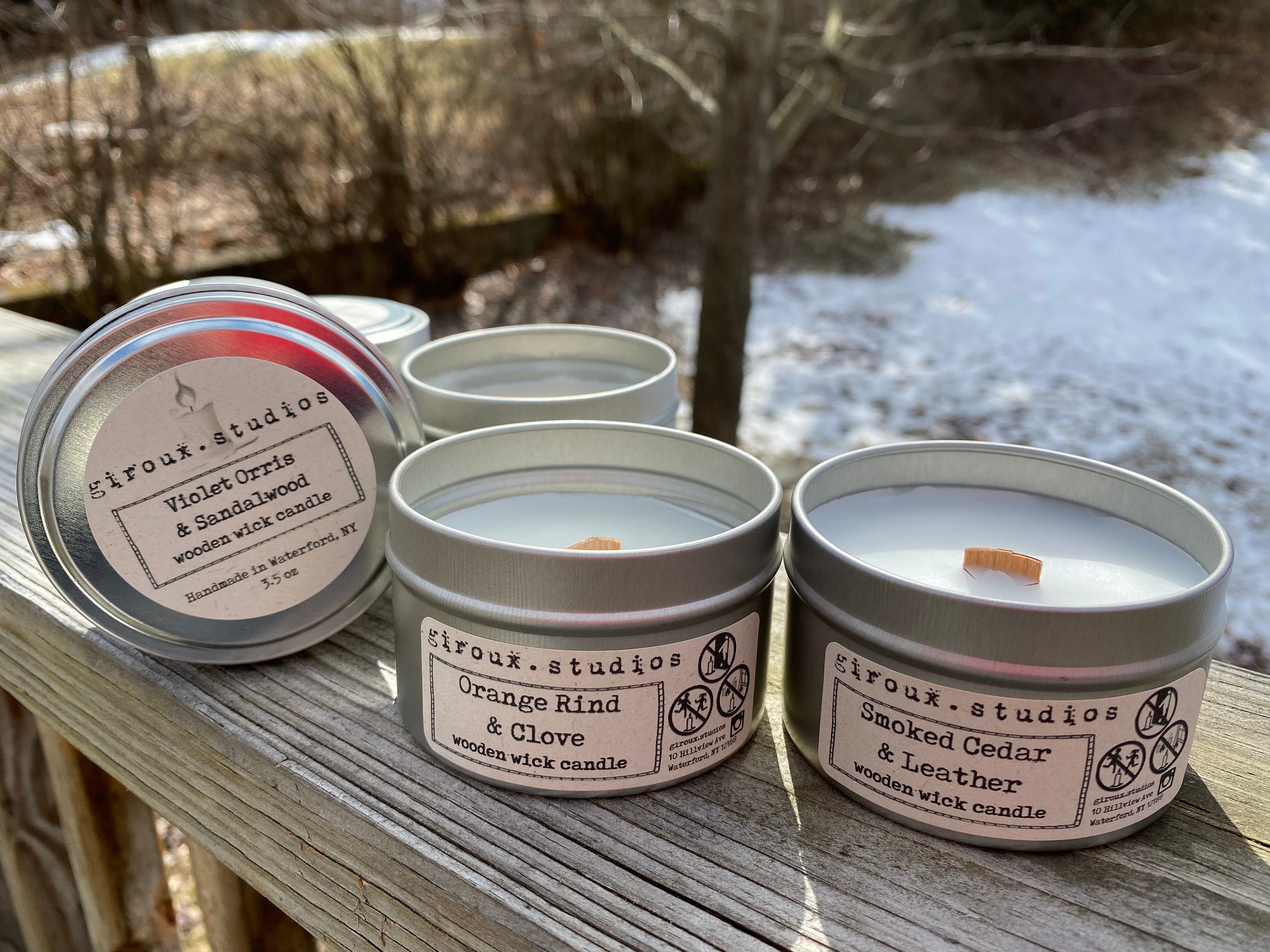 Crackling Wooden Wick Candles Etsy