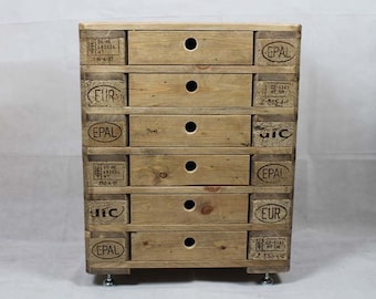 Chest of drawers, sideboard, cupboard made of pallet wood, palett wood, industrial style, palett furniture