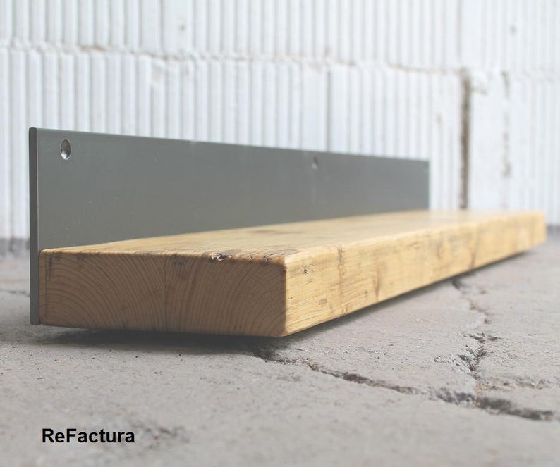 Wall shelf made of scaffolding planks, old wood shelf, bookcase, kitchen shelf, wall board, lumber shelf, reclaimed wood, industrial shelf image 4