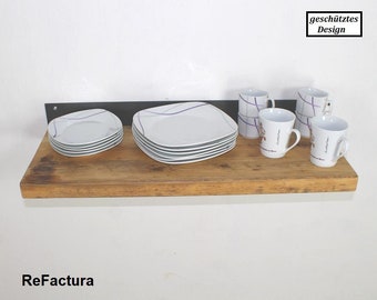 XXL wall shelf made from old scaffolding planks, reclaimed wood shelf, bookshelf, kitchen shelf, wall board, construction timber shelf, reclaimed wood, industrial shelf