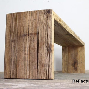 Bench, TV board, storage, sideboard made from old scaffolding planks, reclaimed wood