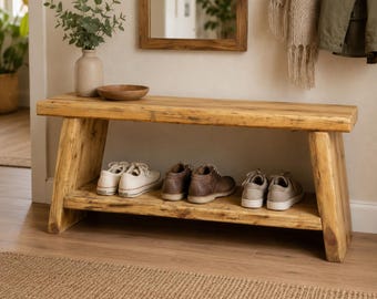 Bench made of reclaimed wood, TV stand, wooden bench, sideboard made of old scaffolding planks, reclaimed wood bench, TV furniture, solid wood bench, shoe cabinet