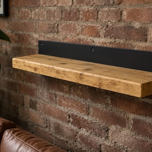 Wall shelf made from old wood, crafted from old scaffolding planks and steel, reclaimed wood wall shelf, bookshelf, kitchen shelf, reclaimed wood shelf