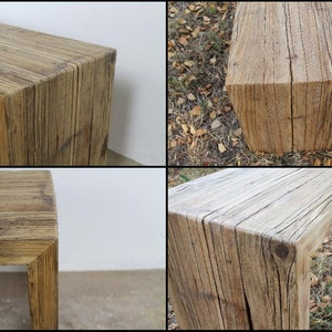 Pu&ograve; includere: Panca rustica in legno dall'aspetto naturale e invecchiato. La panca &egrave; costruita con spesse assi di legno rettangolari, che mostrano venature e nodi visibili. Gli angoli sono arrotondati e il design generale &egrave; semplice e robusto.